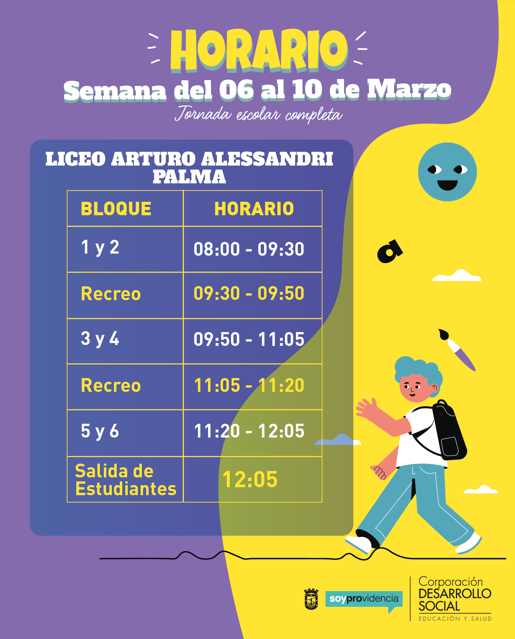 HORARIO LICEO ARTURO ALESSANDRI JORNADA COMPLETA