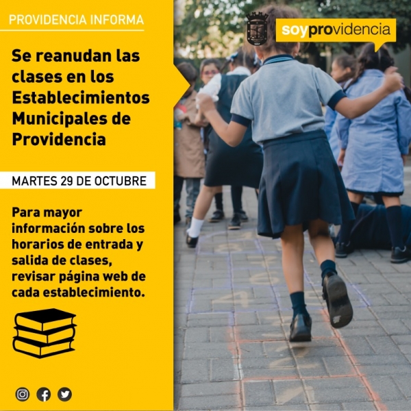 Se reanudan las clases en los Establecimientos Municipales de Providencia